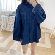 원포켓 청 셔츠남방