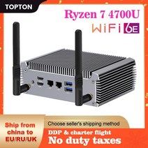 미니PC 데스크탑 고사양 topton 팬리스 amd ryzen 7 4700u r5 4500u 베어 본 게임용 컴퓨터 4k 듀얼 hd windows 1110 ht wifi6, 라이젠 3 4300u 와이파이6, 에게, 램 없음 스토리지 없음