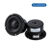 AIYIMA 2Pcs 3인치 우퍼 스피커 드라이버 48옴 25W 오디오 베이스 스피커 DIY 홈시어터 사운드 앰프 스피커 유닛, Round 8 Ohm Speaker, 02 Round 8 Ohm Speaker