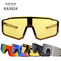 KATTUS 스포츠고글 KA3634 스포츠고글 와일드플러스 폴리카본네이트 렌즈 썬글라스 고글 자외선차단 방탄렌즈 스포츠 선글라스, 옐로우