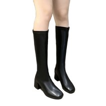 후아나야 롱부츠 가을 여성가죽롱부츠 굵은굽 슬림롱부츠 구두 6cm