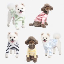 모모스페이스 강아지옷 대형견 5XL 티셔츠 애견옷 소형견 중형견 실내복 스트라이프, 옐로우