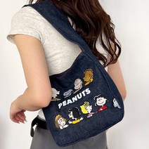 Delife Peanuts 스누피가방 여성 캐주얼 데님 숄더백