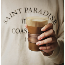 우드 홀더 나팔 플리츠컵 이든 내열 유리컵 투명, 이든 4-1(우드), 310ml