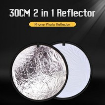 SH 30cm/12 Inch 2 in 1 사진 반사경 접이식 라이트 라운드 휴대용 화이트 Siliver For Studio 멀티 포토 디스크 디퓨저, 보여진 바와 같이, 30CMX30CM