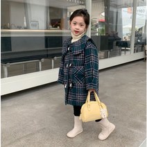 AISEO 여아 키즈 주니어 추동 귀요미 패션코디템 체크무늬 패치토글단추 긴팔카라 하프코트 KH9293