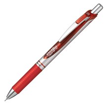 Pentel 페테르 겔 잉크 볼펜 노크식 에너지 젤 BLN75Z-B 0.5mm 실버 축 레드, 1개, 상품명참조