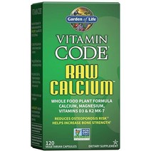 Garden of Life Vitamin Code Raw Calcium with Vitamin D3 C K2 MK-7 Magnesium 756 mg Plant Calcium Supplement for Bone Strength with Fruit and Veggie Bl, 120 Count [Pack of 1]