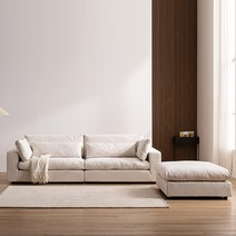 삼익가구 NEW폰드 구스 아쿠아 패브릭 모듈 소파 4인용, 02. 4인용 소파(스툴포함), 아이보리