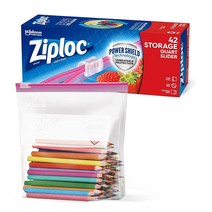 Ziploc 쿼트 식품 보관 슬라이더 백 내구성을 높이기 위한 파워 쉴드 기술 42개, 160 Count