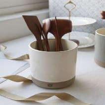 물빠짐 수저통 유광 도자기 수저꽂이, 민트그레이