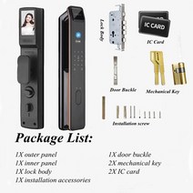 EGFirtor 3D 얼굴 인식 스마트 잠금 자동 지그비 암호 지문 앱 원격 제어 Tuya Wifi 도어락, 01 Gray_04 24X240MM