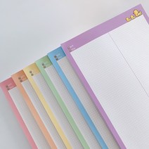 [바보사랑] A4떡메모지 병아리노트 6종(A4떡메 모눈 모조지100g) 50매, A4모눈노트(50매):노랑