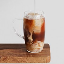 컬러 핸들 머그 내열 유리컵 글라스잔 350ml, 블루 (CO10471)