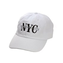 NYFASHION101 유니 NYC 뉴욕 시티 자수 조절 가능한 로우 프로파일 캡 카키 11개. One Size, White