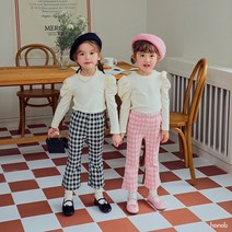 하나비) 탱글부츠컷팬츠(체크)