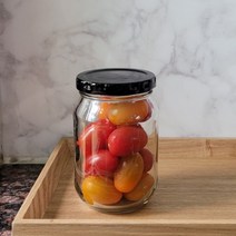 메종엔베르 글라스자330ml 잼 과일청 유리병 블랙마개 1박스, 48개입