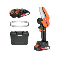 소형 전기 톱 세트 충전식 미니 체인톱 무선 날 4인치 휴대용 한손 절단기 전동 쇠톱, 4인치-48VF 베터2+체인2개