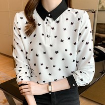 오버클래쓰 여성 블라우스 데일리 루즈 도트 기본 셔츠 오피스룩