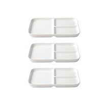 무인양품 MUJI 자기 사각 구분 접시 L 3개 4550002797164, 오프 화이트