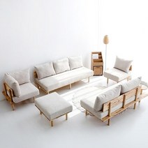 마켓비 BENKU 원목 패브릭소파 모듈 1인 2인 3인 4인 5인 6인 코너 스툴, 스툴 고무나무 내추럴／베이지, 상세페이지 참조3