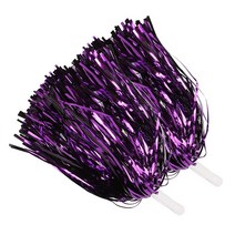 ICObuty 메탈릭 치어리더 폼폼 포일 플러피 30.5cm(12인치) 2팩 스포츠 스쿼드 댄스 헨 파티 무대 퍼포먼스 축하용 (레드/실버), Purple/Black