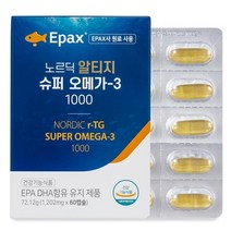 EPA+DHA함유유지 혈행개선 눈건강 기억력개선 에 도움을 줄수있음 4중 복합기능성 건강기능식품 EPAX 노르딕 알티지 슈퍼 오메가-3 1000, 1개, 60캡슐