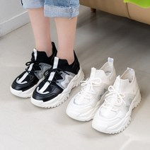 펑키 여성 통굽 키높이 어글리슈즈 니트 슬립온 발편한 삭스 어글리 운동화 신발 블랙 화이트 6cm