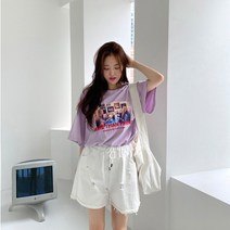 코지 여자 여름 데일리 핏좋은 나들이룩 데미지 밴딩 반바지