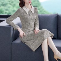 4050대원피스 77사이즈여성쇼핑몰 마 담 미시룩 통통녀 하객룩 원피스 당신의 여성 모직 드레스 여성 호화로운 어머니는 큰