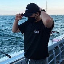 어복충만 낚시의류 낚시복 루어 앵글러 시원한 면 반팔 티 무늬오징어 에깅 디자인 티셔츠, 블랙