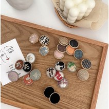 모직 패브릭 체크무늬 원형단추 18/21/25mm 2개 set, 3#