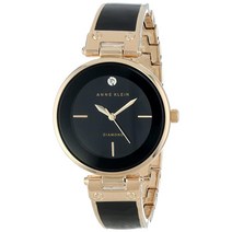 Anne Klein 다이아몬드 악센트 여성용 뱅글 손목시계 (AK/1414BKGB)