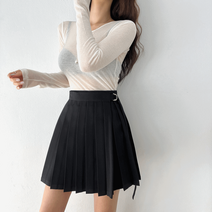 (무배 사이즈조절) 걸리쉬 랩 벨트 플리츠 주름 A라인 미니 스커트 2color