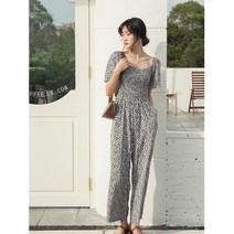 여성 퍼프 소매 점프 슈트 봄/여름 2022 하이 웨이스트 슬림 슬리브 플럴 쉬폰