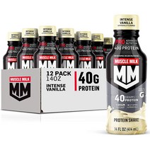 머슬 밀크 프로 고급 영양 단백질 쉐이크 인텐스 바닐라 14fl oz 병 12팩 단백질 40g 설탕 1g 비타민 16개 미네랄 6g, 14fl oz(12개들이 팩), 12개