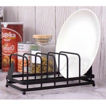 카페 주방 장식용 깔끔 철제 접시꽂이 홀더 정리달인 받침 건조대, 블랙