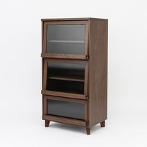 사토스토리지퍼니처 POWRY 플랩도어 3단 수납장 캐비닛 (월넛), 월넛