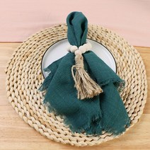 천 린넨 디자인 호텔 재사용 리유저블 냅킨 웨딩 테이블 데쿠 파주 42x42cm 국가 더스티 블루 100 면 손수건 소박한 10 피스, [03] dark green