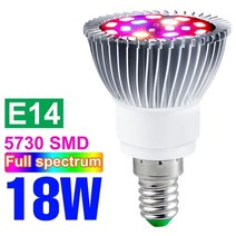 수태봉 콩나물키우기 딸기 수경 재배 220v led 성장 전구 전체 스펙트럼 식물 빛 e27 phyto lamp e14 fitolamp for 온실 수경 꽃 묘목, e14 18w, 협력사, 2년 보증