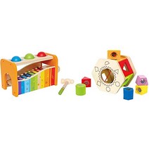 Hape (하페) 파운드 앤 탭 벤치 E0305 & 셰이크 & 매치 셰이프 소터 E0407 [세트
