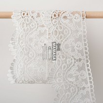 프리미엄 자수 원단 레이스 펀칭 천 치마 리폼 면 줄 의류 웨딩 부재료 스커트 밑단 DIY, 화이트91cm