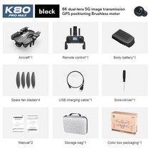 2023 전문가용 K80 프로 맥스 드론 8K 듀얼 HD 항공 사진 360 ° 장애물 회피 4 날개 헬리콥터 신제품, Black 4K1B_2