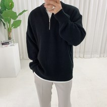 스트릿제이 하찌 라운드 반집업 니트