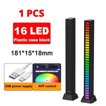 카오디오 블루투스자동차 Led 사운드 컨트롤 라이트 바 RGB 앰비언트 픽업 리듬 램프 음악 USB 조정 가, 04 16 LED Bla유명 APP