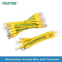 자동차접지선 마이너스 케이블 터미널이있는 태양 광 발전 접지 와이어 접지 와이어 구멍, 10awg 6mm2 와이어, 300mm, 10개