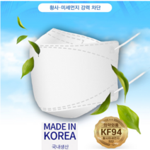 대형100매 KF94 마스크 kf94 귀편한마스크 숨쉬기편한 안전한마스크, 스카이케어 KF94황사마스크 대형 흰색