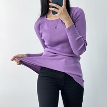 뜨개진 여성용 골지 심플 에크스 스퀘어 니트