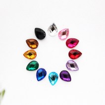 J611 컷팅 물방울 아크릴 장식 10개 리본공예재료 큐빅장식, 블랙（black）