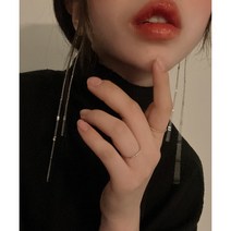 Two Drop Earring 연말 실버블링 롱 드롭 체인 귀걸이